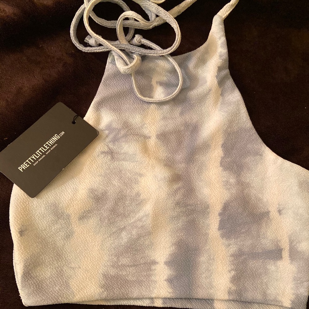 Mint Tie Dye Print Halterneck Crop Top